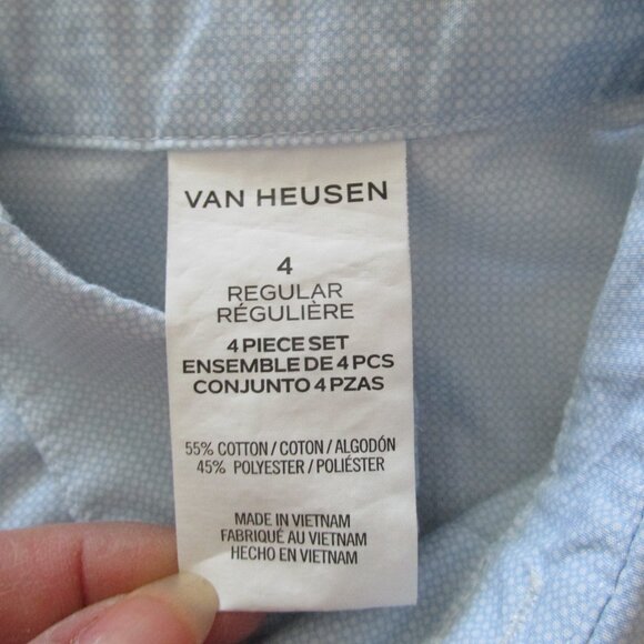 Van Heusen Boys Button‎ Front Dress Shirt Size 4 Reg Blue Long Sleeve Collar - Picture 3 of 3